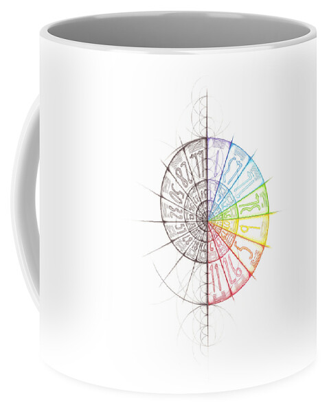 Intuitive Geometry Coffee Mug featuring the drawing Nathalie Strassburg Intuitive Geometry I Ching Spiral Art by Nathalie Strassburg