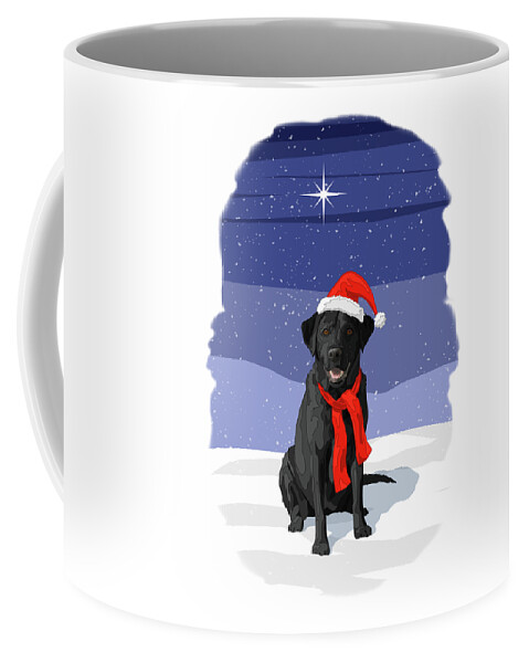 Dogs Coffee Mug featuring the digital art Christmas Dog Black Labrador Retriever by Crista Forest