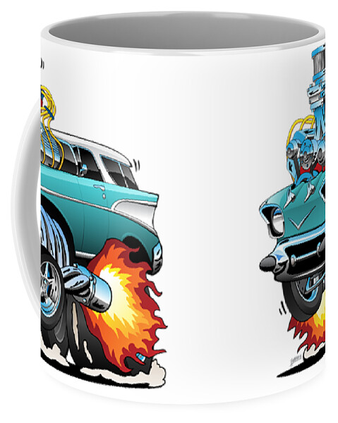 Classic Fifties Hot Rod Muscle Car Cartoon Coffee Mug by Jeff Hobrath -  Pixels