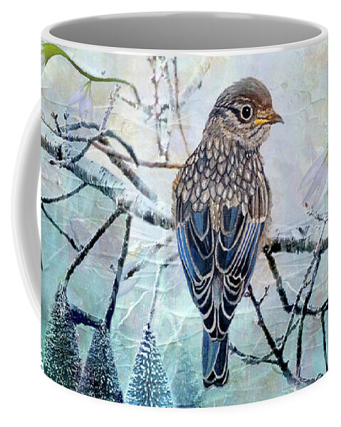 Bluebird Coffee Mug featuring the painting Winter Glow by Angeles M Pomata