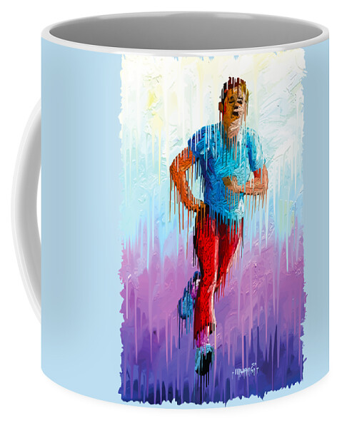 Running Coffee Mug featuring the painting Running Out of Time by Anthony Mwangi