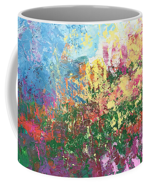 Swiss Coffee Mug featuring the painting Swiss Meadow by Linda Bailey