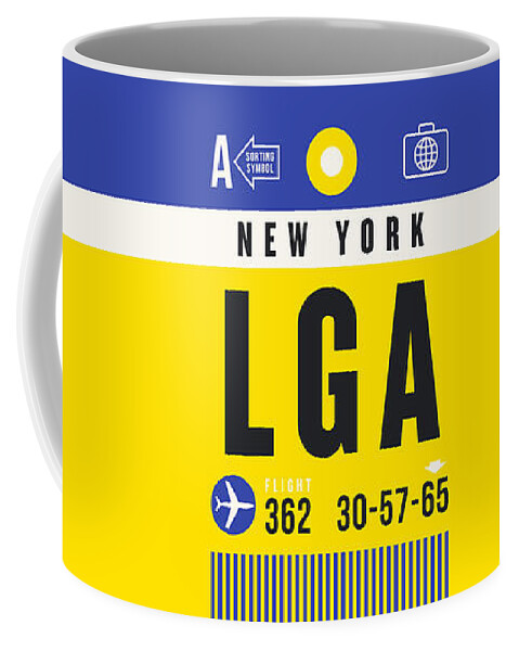 Airline Coffee Mug featuring the digital art Luggage Tag A - LGA New York USA by Organic Synthesis