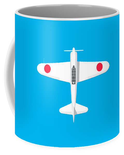 Aircraft Coffee Mug featuring the digital art A6M Zero WWII Aircraft - Cyan by Organic Synthesis