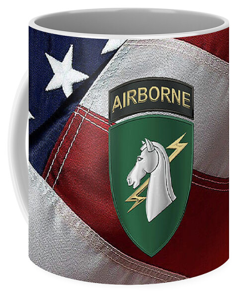  ‘military Insignia 3d’ Collection By Serge Averbukh Coffee Mug featuring the digital art 1st U.S. Army Special Operations Command - 1st SOCOM SSI over American Flag by Serge Averbukh
