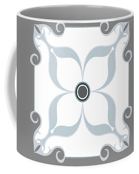 Blue Coffee Mug featuring the digital art Blue and Gray Moroccan Tile II by Ink Well