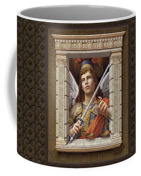 Christian Art Coffee Mug featuring the painting Archangel Michael 2 by Kurt Wenner