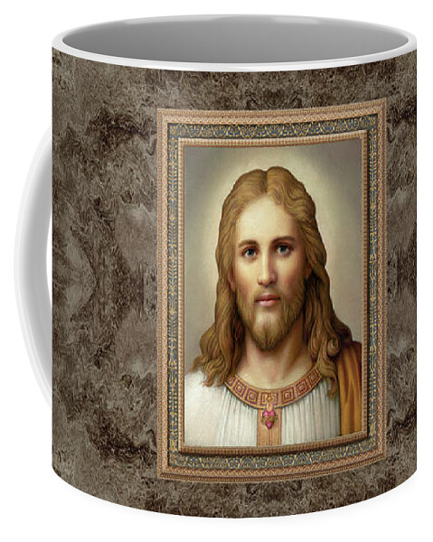 Christian Art Coffee Mug featuring the painting Christ with Sacred Heart by Kurt Wenner