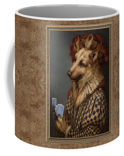 German Shepherd Coffee Mug featuring the pastel Pokerdog German Shepherd by Kurt Wenner