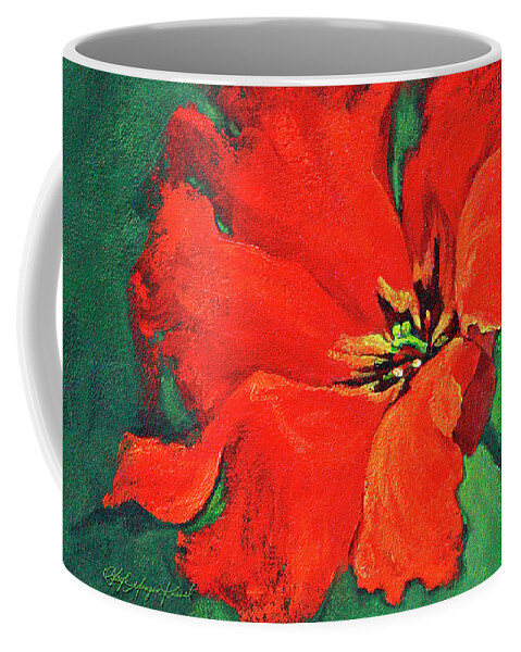 Red Parrot Tulip Coffee Mug featuring the painting Sun's Warmth by Gayle Mangan Kassal