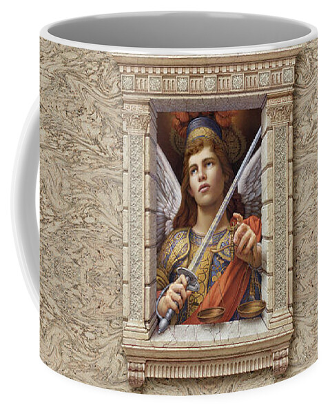 Christian Art Coffee Mug featuring the painting Archangel Michael by Kurt Wenner