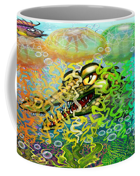 Aquatic Coffee Mug featuring the digital art Smile of the Crocodile by Kevin Middleton