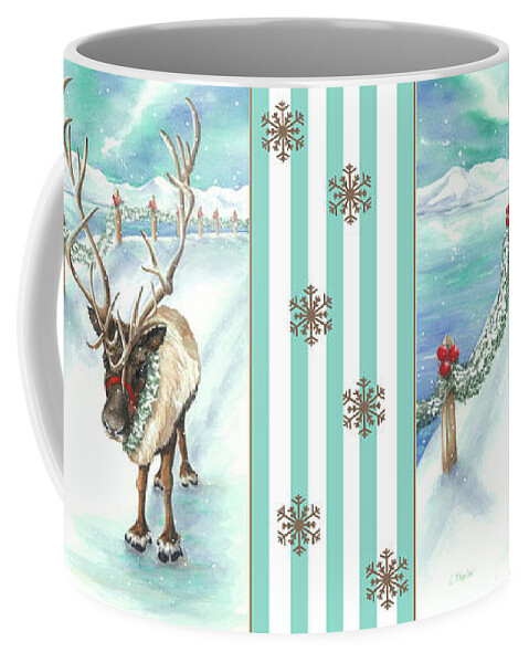 Reindeer Coffee Mug featuring the painting Tranquil Trek by Lori Taylor