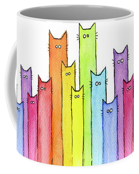 Cats Coffee Mug featuring the painting Cat Rainbow Pattern by Olga Shvartsur