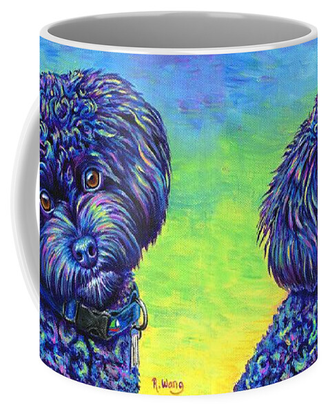 Poodle Coffee Mug featuring the painting Opalescent - Black Toy Poodle by Rebecca Wang