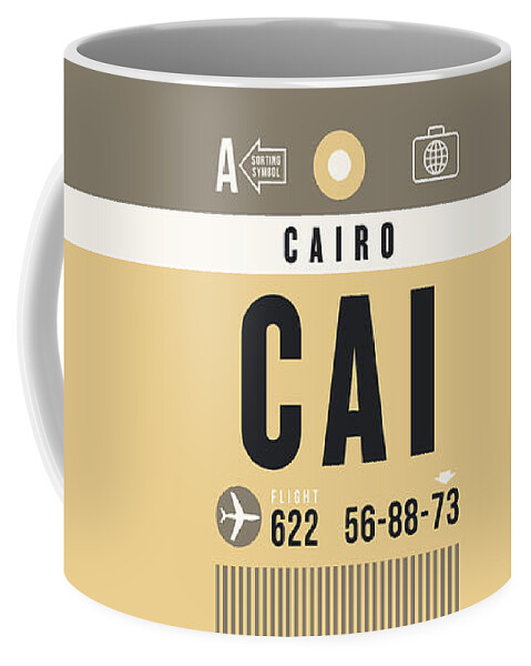 Airline Coffee Mug featuring the digital art Luggage Tag A - CAI Cairo Egypt by Organic Synthesis