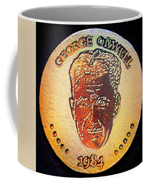 Orwell Coffee Mug featuring the mixed media George Orwell 1984 by Wunderle