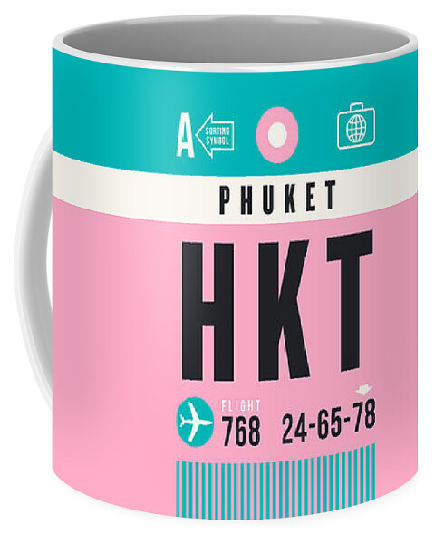 Airline Coffee Mug featuring the digital art Luggage Tag A - HKT Phuket Thailand by Organic Synthesis
