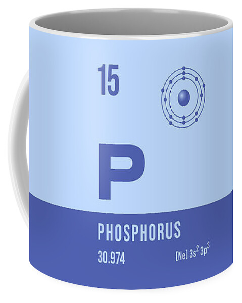 Periodic Coffee Mug featuring the digital art Periodic Element A - 15 Phosphorus P by Organic Synthesis