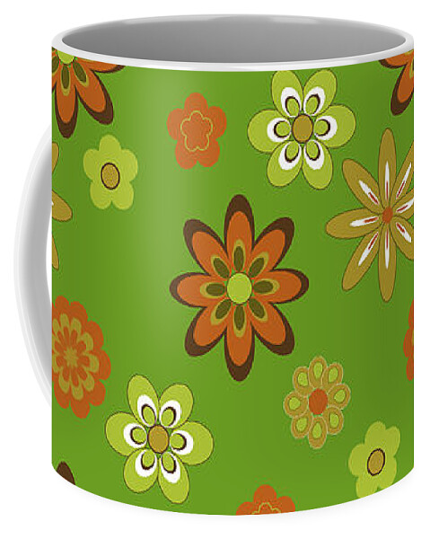 Floral Coffee Mug featuring the digital art Retro Floral by Linda Lees