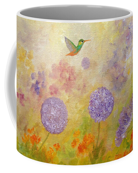 Hummingbird Coffee Mug featuring the painting Summer Delights by Angeles M Pomata