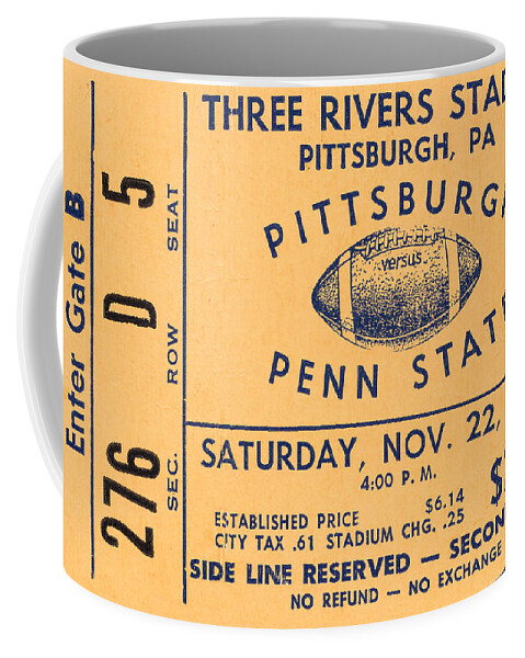 Penn State Coffee Mug featuring the mixed media 1975 Penn State vs. Pittsburgh by Row One Brand