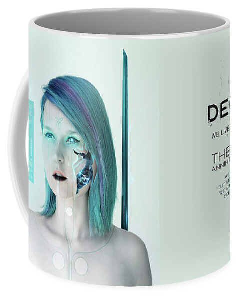 Argus Dorian Coffee Mug featuring the digital art THE AWAKENING Annihilation of human race by Argus Dorian
