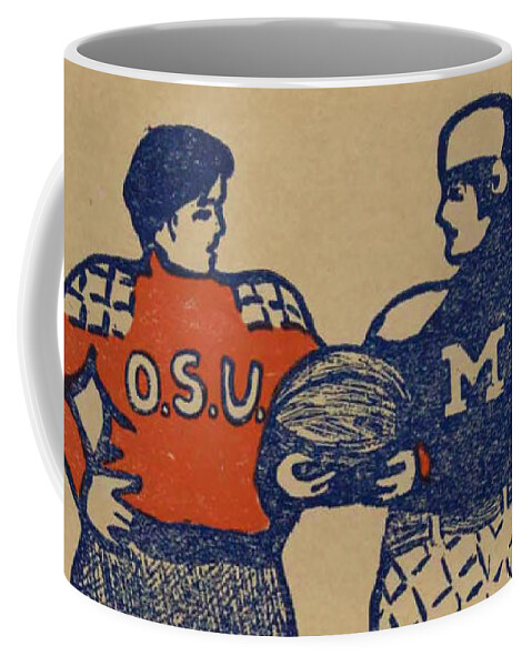 Michigan Coffee Mug featuring the mixed media 1901 Michigan vs. Ohio State by Row One Brand