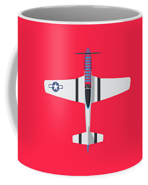 Fighter Coffee Mug featuring the digital art P-51 Mustang Fighter Aircraft - Red by Organic Synthesis