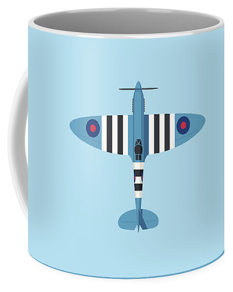 Aircraft Coffee Mug featuring the digital art Spitfire WWII Fighter Aircraft - Recon Blue by Organic Synthesis