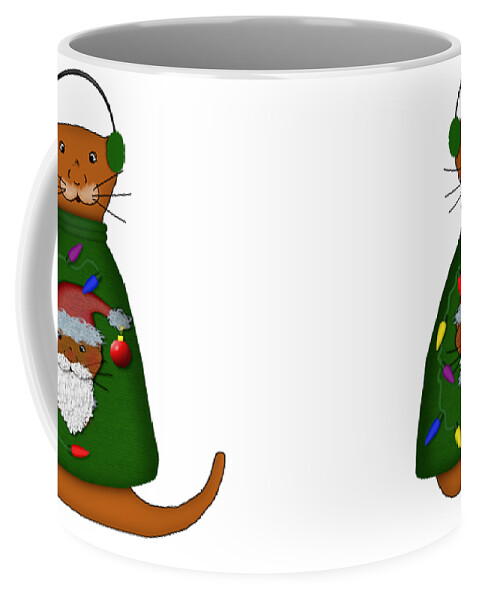 Ugly Sweater Coffee Mug featuring the photograph Oliver The Otter In Nana's Ugly Sweater by Colleen Cornelius