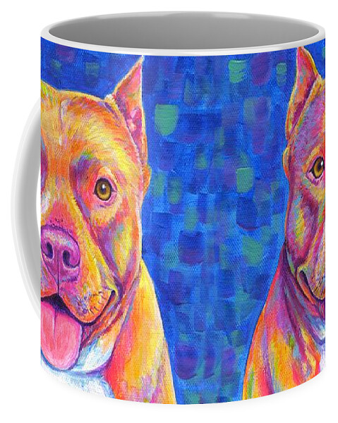 Pitbull Coffee Mug featuring the painting Colorful Pitbull Dog by Rebecca Wang