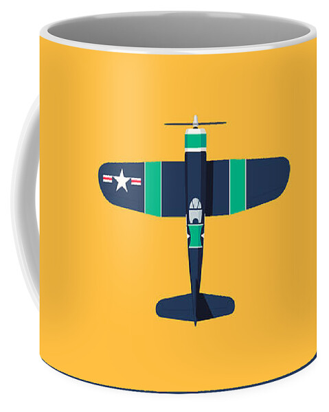 Aircraft Coffee Mug featuring the digital art F4U Corsair WWII Fighter Aircraft - Stripe by Organic Synthesis
