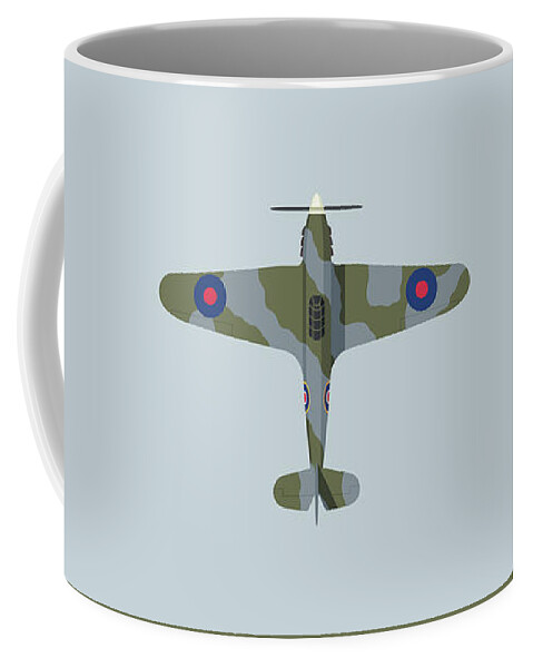 Aircraft Coffee Mug featuring the digital art Hurricane WWII Fighter Aircraft - Grey by Organic Synthesis