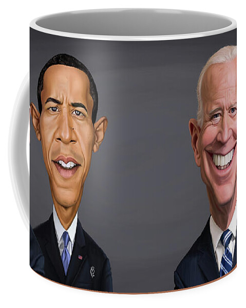 Illustration Coffee Mug featuring the digital art Celebrity Sunday - Joe Biden and Barack Obama by Rob Snow