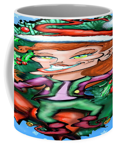 Christmas Coffee Mug featuring the digital art Christmas Elf with Wreath by Kevin Middleton