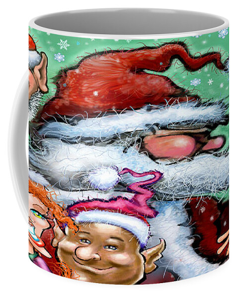 Santa Coffee Mug featuring the digital art Santa and his Elves by Kevin Middleton