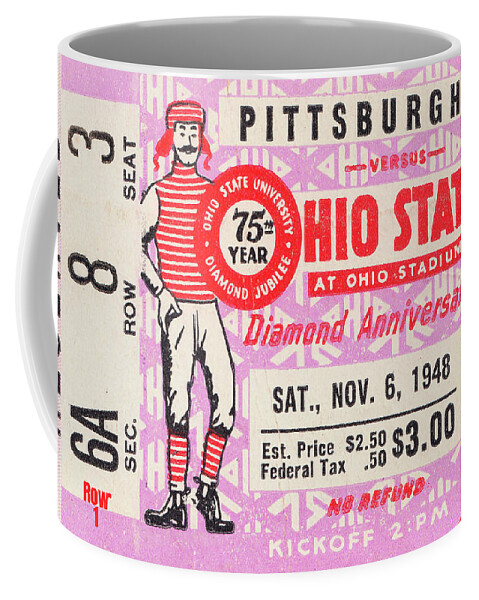 Osu Coffee Mug featuring the mixed media 1948 Pittsburgh vs. Ohio State by Row One Brand
