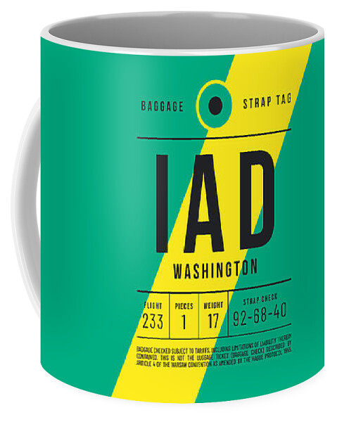 Airline Coffee Mug featuring the digital art Baggage Tag E - IAD Washington USA by Organic Synthesis