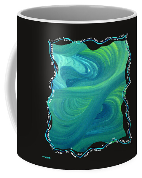 Dreamscape Coffee Mug featuring the mixed media Push and Pull of Opposites by Ginny Gaura