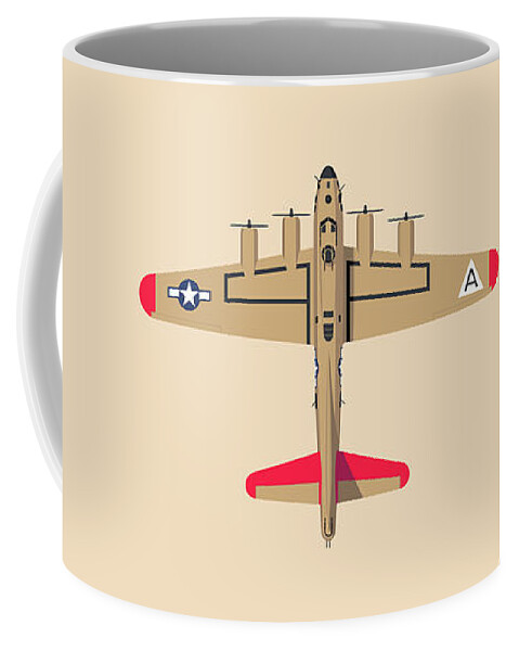 Aircraft Coffee Mug featuring the digital art B-17 WWII Bomber - Khaki by Organic Synthesis