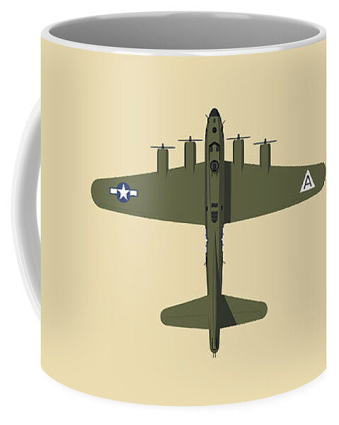 Aircraft Coffee Mug featuring the digital art B-17 WWII Bomber - Olive by Organic Synthesis