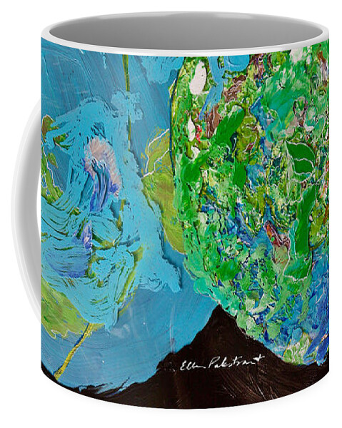 Wall Art Coffee Mug featuring the painting A Filigree in Blues and Greens - Horizontal by Ellen Palestrant
