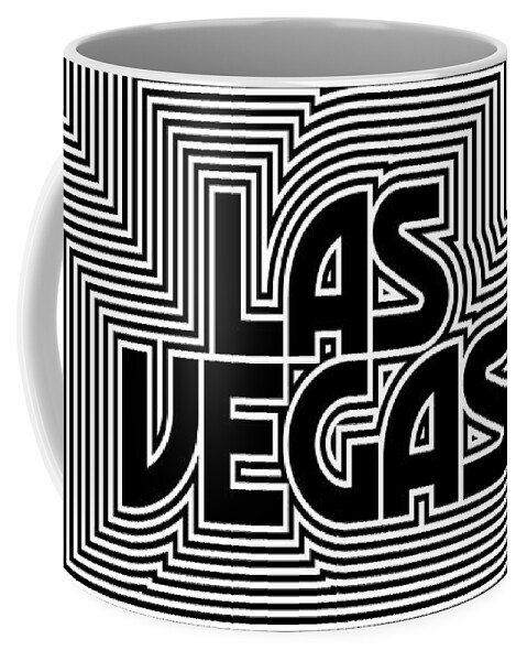 Black Coffee Mug featuring the digital art Las Vegas City Text Pattern USA by Organic Synthesis