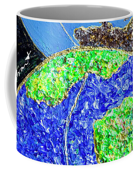 Wall Art Coffee Mug featuring the painting Our Earth Our Choice - Vertical by Ellen Palestrant