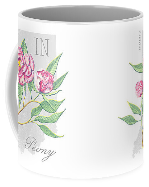 Indiana Coffee Mug featuring the painting Indiana State Flower Peony Art by Jen Montgomery by Jen Montgomery