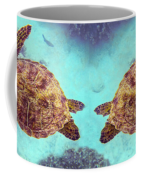 Turtle Coffee Mug featuring the photograph Swimming Honu From Above by Denise Bird