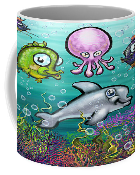 Aqua Coffee Mug featuring the digital art Aqua Babies by Kevin Middleton