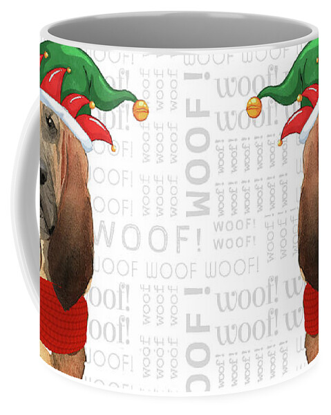 Bloodhound Coffee Mug featuring the digital art Bloodhound Christmas Dog by Doreen Erhardt
