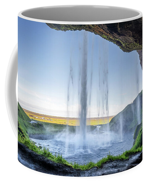 Iceland Coffee Mug featuring the photograph Seljalandsfoss waterfall, Iceland by Delphimages Photo Creations